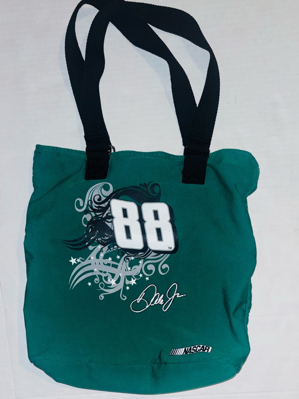 Nascar Teal Tote Bag with Black Straps and White 88 Graphic